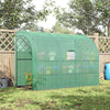 10' x 5' x 7' Lean to Greenhouse, Walk-In Green House, Plant Nursery with 2 Roll-up Doors and Windows, PE Cover and 3 Wire Shelves, Green