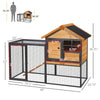 2-Level Rabbit Hutch Bunny House with Weatherproof Hinged Asphalt Roof, Removable Tray and Ramp for Outdoor