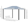 12' x 10' Hardtop Polycarbonate Gazebo Canopy Aluminum Frame Pergola with Top Vent and Netting for Garden, Patio, Grey