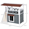 2-Story Solid Wood Cat House Condo Shelter with Sisal Ramp Weatherproof for Indoor/Outdoor Use Grey and White