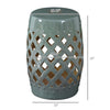 13" x 18" Ceramic Side Table Garden Stool with Knotted Ring Design & Glazed Strong Materials, Green