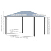 14' x 12' Hardtop Polycarbonate Gazebo Canopy Aluminum Frame Pergola with Top Vent and Netting for Garden, Patio, Grey