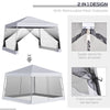 12' x 12' Pop Up Canopy, Foldable Canopy Tent with Carrying Bag, Mesh Sidewalls and 3-Level Adjustable Height for Garden, Party, White