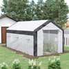 20' x 10' x 9' Large Walk-in Greenhouse with Roll Up Door, 8 Closeable Windows, Weather PE Cover, White