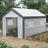 12' L x 7' W x 7' H Outdoor Walk-In Tunnel Greenhouse, Garden Warm Hot House with Roll Up Windows, Zippered Mesh Door, and Weather Cover, White/Dark Grey