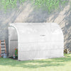 10' x 5' x 7' Lean to Greenhouse, Walk-In Green House, Plant Nursery with 2 Roll-up Doors and Windows, PE Cover and 3 Wire Shelves, White