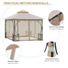 10' x 10' Steel Outdoor Garden Patio Gazebo Canopy with Mosquito Netting Walls