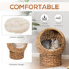 Natural Braided Banana Leaf Cat Bed Basket Pet House with Cushion