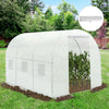 10' x 7' x 7' Greenhouse Replacement Walk-in PE Hot House Cover with 6 Windows Roll-Up & Zipper Door, White