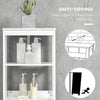 Freestanding Bathroom Tall Storage Cabinet Organizer Tower with Open Shelves & Compact Design  White