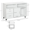 Printer Stand Home Office Mobile Cabinet Organizer Desktop with Caster Wheels, 2 Locking Breaks and Drawer, White