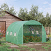 10' x 10' x 7' Walk-in Greenhouse, Tunnel Hoop, Polyethylene PE Cover, Steel Frame, Roll-Up Zipper Door & Windows for Vegetables, Green