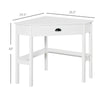 Corner Desk, Triangle Computer Desk with Drawer and Storage Shelves for Small Spaces, Home Office Workstation, White