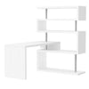 5 Tier L-Shaped Desk Versatile Office Desk with MDF, Display Shelves and Stainless Steel, 360Â° Rotating Design, L-Shaped Computer Desk, White