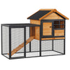 2-Level Rabbit Hutch Bunny House with Weatherproof Hinged Asphalt Roof, Removable Tray and Ramp for Outdoor