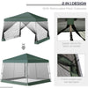 10' x 10' Pop Up Canopy, Foldable Canopy Tent with Carrying Bag, Mesh Sidewalls and 3-Level Adjustable Height for Outdoor, Garden, Patio, Party, Green