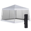 12' x 12' Pop Up Canopy, Foldable Canopy Tent with Carrying Bag, Mesh Sidewalls and 3-Level Adjustable Height for Garden, Party, White