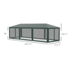 10' x 28' Party Tent Canopy, Outdoor Event Shelter Gazebo with 8 Removable Mesh Sidewalls, Zipper Doors, Steel Frame, Green