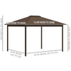 10' x 12' Hardtop Gazebo with Netting and Curtains, Galvanized Steel Roof, Hardtop Cover, Hook for Decorations, Light Weight - Brown