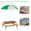 Kids Picnic Table Set Wooden Bench with Sandbox Removable & Height Adjustable Parasol Outdoor Garden Patio Backyard Beach 36.5" x 33.5" x 19"