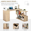 L-Shaped Rotating Computer Desk Home Office Study Workstation with Storage Shelves, Cabinet and Drawer for Home & Office, Natural