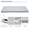 12' x 8' Patio Awning Canopy Retractable Sun Shade Shelter with Manual Crank Handle for Patio, Deck, Yard, Light Grey