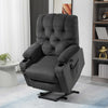 Power Lift Chair, Fabric Tufted Recliner Sofa Chair for Elderly with Cup Holders, Remote Control, and Side Pockets, Dark Grey