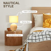 Coastal Contemporary Table Lamp, Bedside Reading Light with White Fabric Lampshade and Rattan Base for E27 LED, Natural