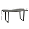 63" Wavy-Edge Modern Dining Table for 6 People, Wooden Kitchen Table, Metal Legs, Rectangle Dinner Table, Gray