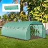 20' x 10' x 7' Greenhouse Replacement Walk-in PE Hot House Cover with 12 Windows Roll-Up & Zipper Door, Green