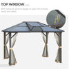 12' x 10' Hardtop Polycarbonate Gazebo Canopy Aluminum Frame Pergola with Top Vent and Netting for Garden, Patio, Grey