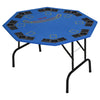 47" 8 Player Folding Octagon Poker Table Blackjack Poker Game with Cup Holders - Blue