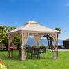 10' x 10' Steel Outdoor Garden Patio Gazebo Canopy with Mosquito Netting Walls