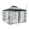 10' x 10' Steel Outdoor Patio Gazebo Canopy with Removable Mesh Curtains, Display Shelves, & Steel Frame, Grey