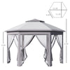 13'x11' Pop Up Gazebo, Double Roof Canopy Tent with Mesh Sidewalls, Height Adjustable and Carrying Bag, Event Tent for Patio Backyard, Grey