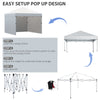 10' x 10' Pop Up Canopy with 3 Sidewalls, Leg Weight Bags and Carry Bag, Height Adjustable Party Tent Event Shelter Gazebo for Garden, Patio, Cream