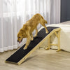 Pet Ramp for Dogs Non-slip Carpet Top Platform Pine Wood 74"L x 16"W x 25"H, Natural Wood, Black