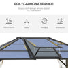 14' x 12' Hardtop Polycarbonate Gazebo Canopy Aluminum Frame Pergola with Top Vent and Netting for Garden, Patio, Grey