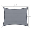 20' x 13' Rectangle Sun Shade Sail Canopy Outdoor Shade Sail Cloth for Patio Deck Yard with D-Rings and Rope Included - Grey