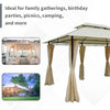 10' x 13' Outdoor Soft Top Gazebo Pergola with Curtains, 2-Tier Steel Frame Gazebo for Patio, Cream White