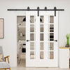 6.6FT Carbon Steel Sliding Barn Door Kits Hardware Closet Set Track System for Double Wooden Door Industrial Wheel Style Roller