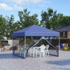 10' x 10' Pop Up Canopy Party Tent with 3-Level Adjustable Height, Easy Move Roller Bag, Blue