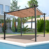 10' x 13'  Outdoor Retractable Pergola Canopy, Aluminum Patio Pergola, Backyard Shade Shelter for Porch Party, Grill Gazebo - Charcoal Grey