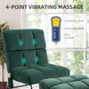 Accent Chair with Ottoman, Velvet Club Chair with Vibration Massage, Remote Control and Metal Legs for Living Room and Home Office, Green