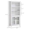 Bookcase, Elegant Bookshelf Cabinet with 3 Open Shelves and Double-Door Cabinet for Home Office, Living Room, Display Cabinet, White