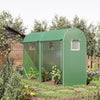 10' x 3' x 7' Tunnel Greenhouse Outdoor Walk-In Hot House with Roll-up Windows and Zippered Door, Steel Frame, PE Cover, Green