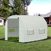 10' x 7' x 6' Walk-In PE Greenhouse with 2 Roll-up Zipper Doors & 6 Roll-up Windows for Plants, White