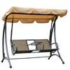 2-Person Outdoor Swing, Patio Swing Bench with Adjustable Tilt Canopy, Cup Holder and Storage Tray, Steel Frame, Brown