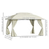 13' x 10' Patio Gazebo Outdoor Canopy Shelter with Sidewalls, Double Vented Roof, Steel Frame for Garden, Lawn, Backyard and Deck, Beige