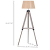 Multifunctional Floor Lamp with Shelf Height Adjustable Standing Lamp 2-in-1 Cloth Lampshade E26 Lamp Holder Solid Wood Tripod Living Room